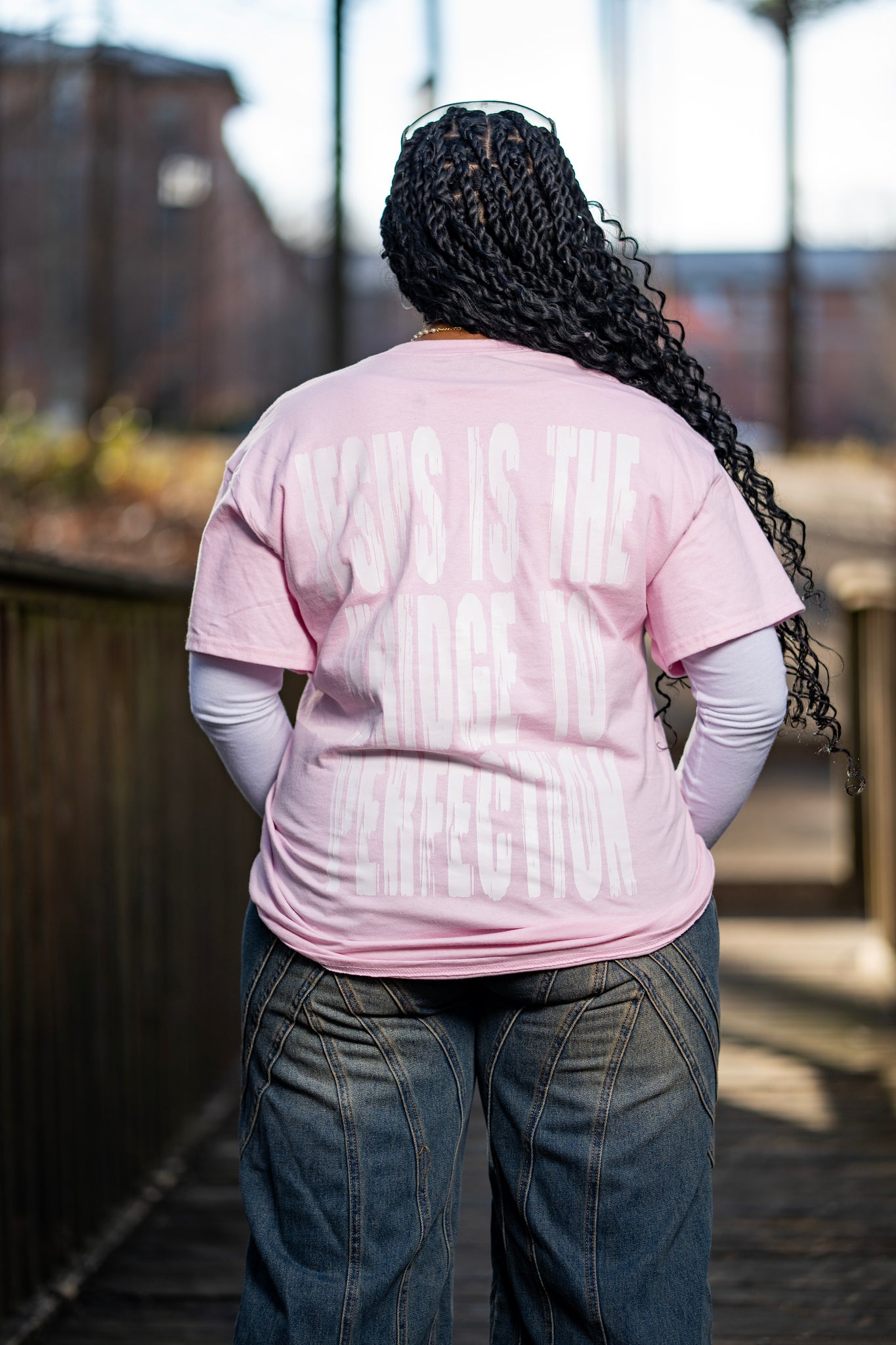 "im-perfect" Logo Tee – Soft Pink & White Colorway