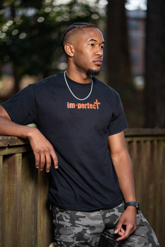"im-perfect" Logo Tee – Black & Orange Colorway