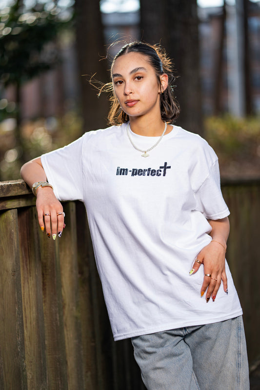 "im-perfect" Logo Tee – White & Black